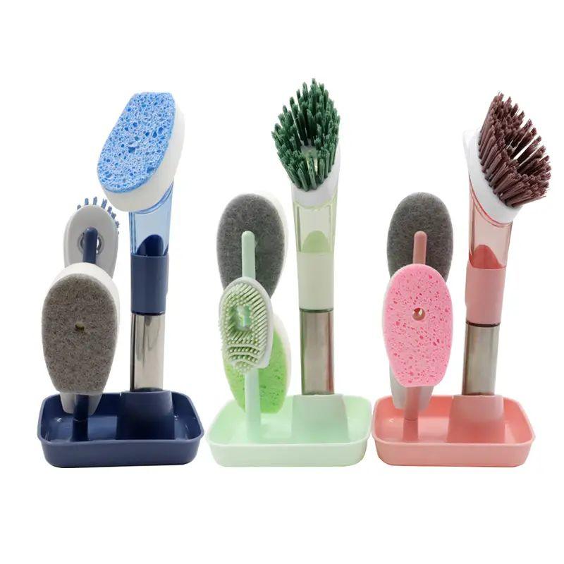 Set di spazzole per pulizia profonda da cucina. Spazzola per piatti in spugna di plastica