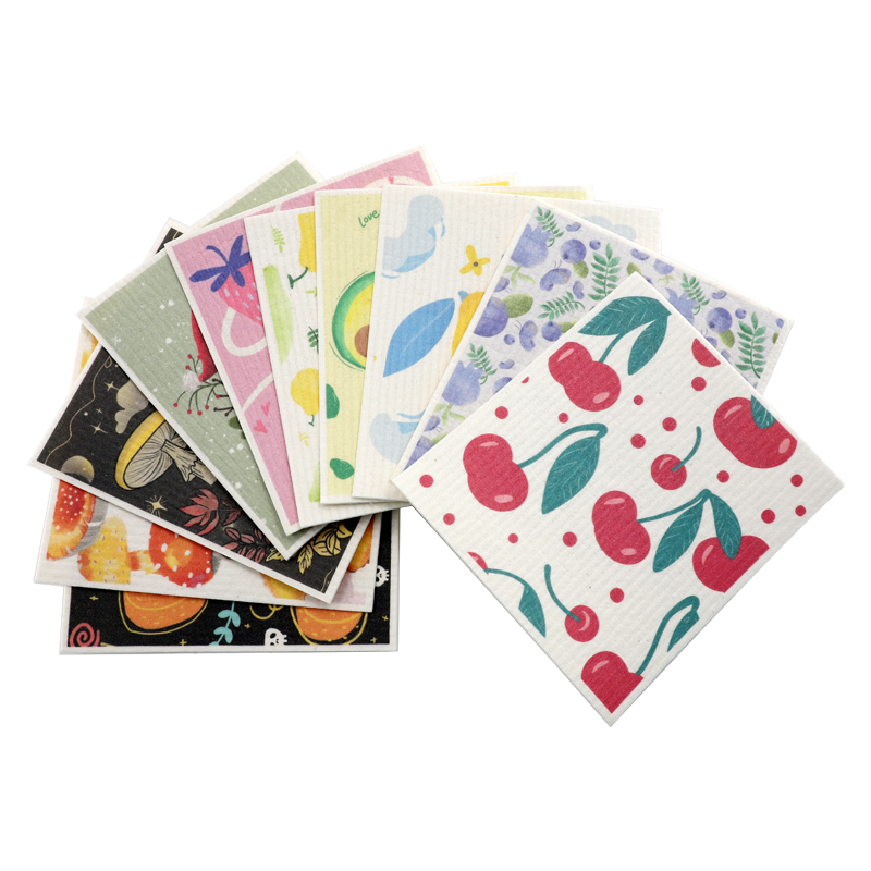 Straccio di cellulosa con motivo personalizzato stampato a doppio uso asciutto e bagnato